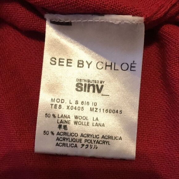 See by Chloe Red Wool Blend Shift Dress - Picture 8 of 10